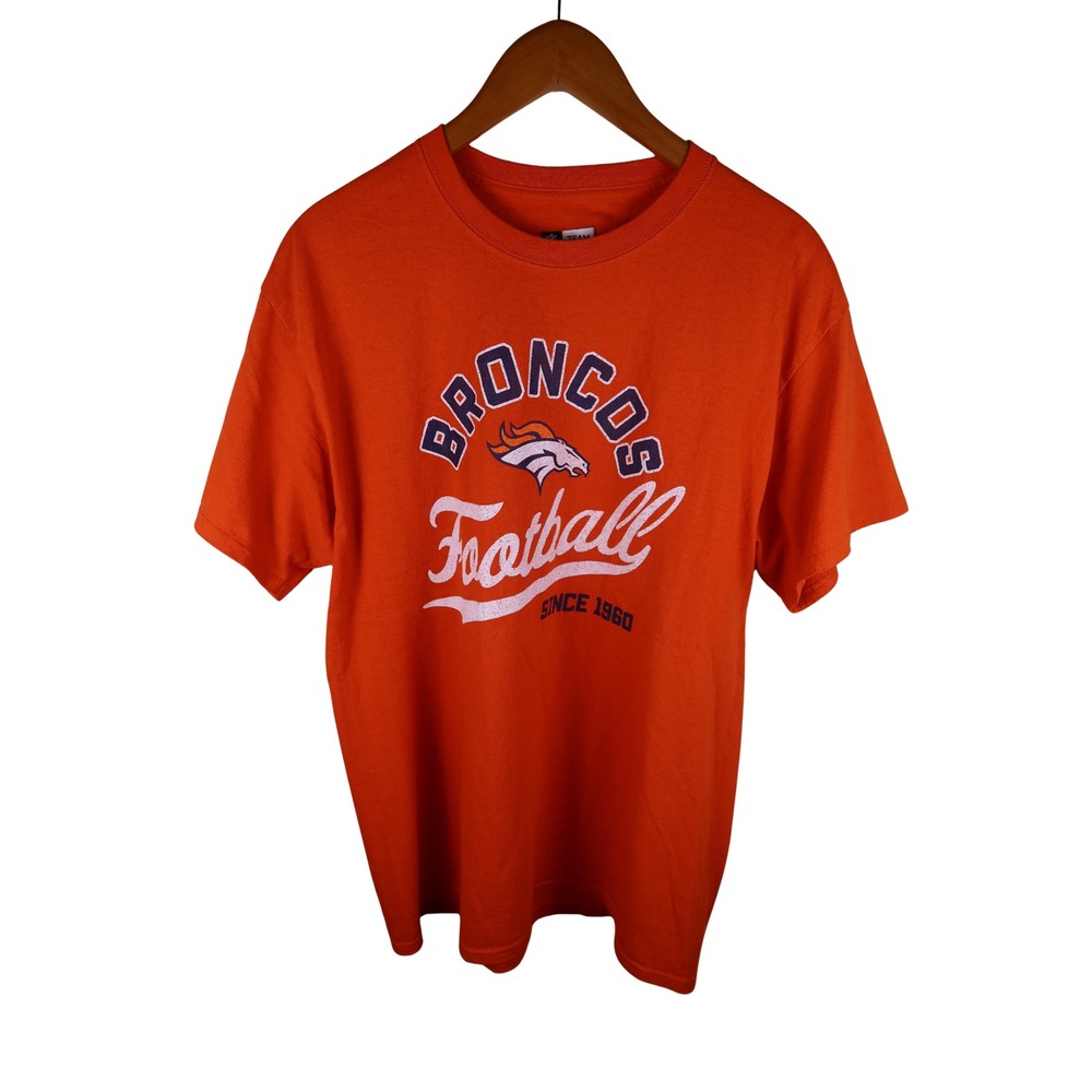 Denver Broncos NFL Team Apparel Orange Graphic T-Shirt Mens Size L Short Sleeve
